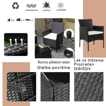 Baštenska garnitura crna Bay 22-6210B-3 Baštenska garnitura crna Bay 22-6210B-3