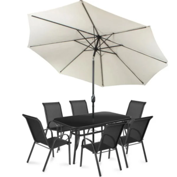 Fieldmann baštenska garnitura Holly dark - Suncobran + 6 Stolica + Sto Fieldmann baštenska garnitura Holly dark - Suncobran + 6 Stolica + Sto