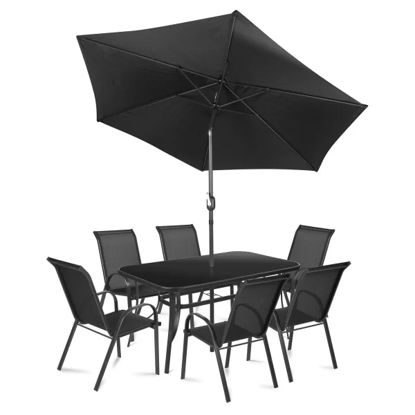 Fieldmann baštenska garnitura Holly dark - Suncobran + 6 Stolica + Sto Fieldmann baštenska garnitura Holly dark - Suncobran + 6 Stolica + Sto